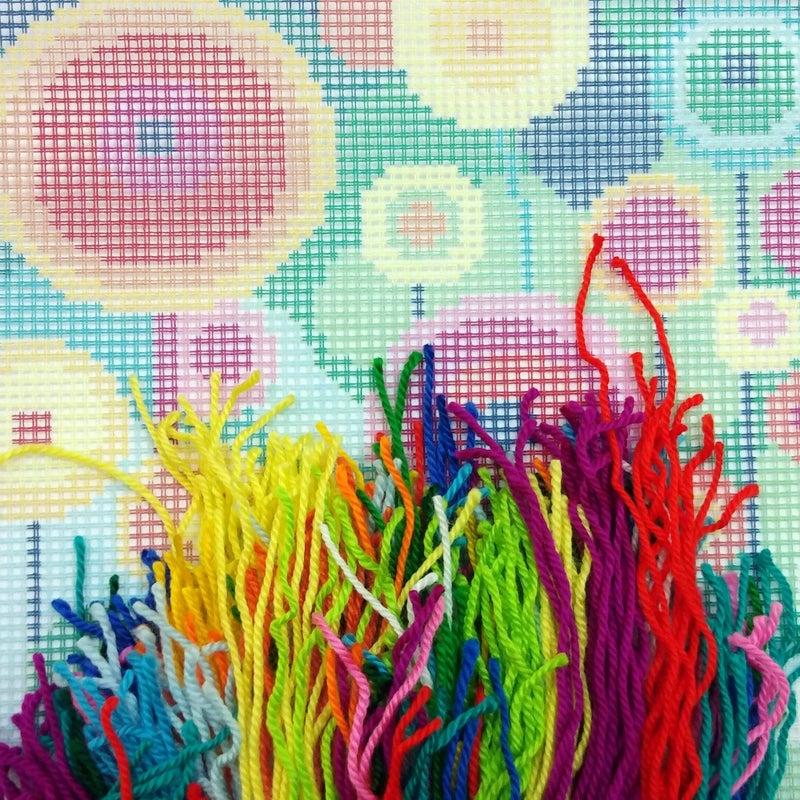 Brvsk Abstract Needlepoint Kit for Adults and Beginners â€” Dandelions 16â€³â€‰Ã—â€‰16â€³ with Clear, Precise Printed Design on Cotton Canvas; Includes 2 Needles, Yarn, and Easy-Read Chart - Image 3